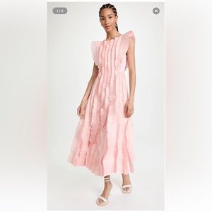 Aje Hybrid MIDI Dress Linen Blend Rose Pink
